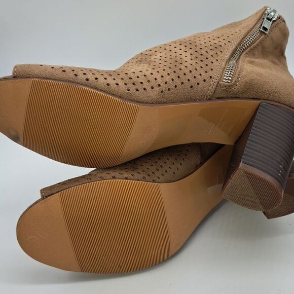 Francesca Women’s New Boot Open Toe Bootie Perforated Faux Suede Zipper Size 8.5 - Picture 7 of 10